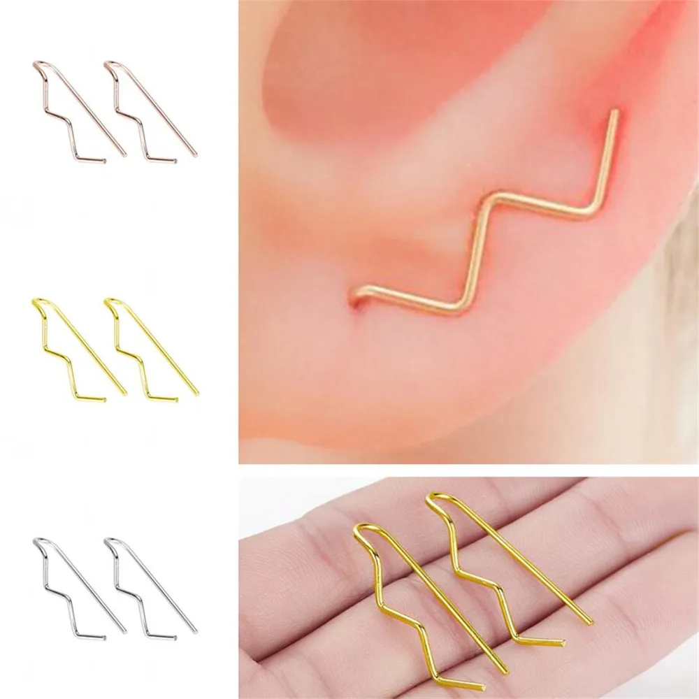 Серьги подвески QIAMNI в стиле панк с волнистыми ушками модные серьги виде горного