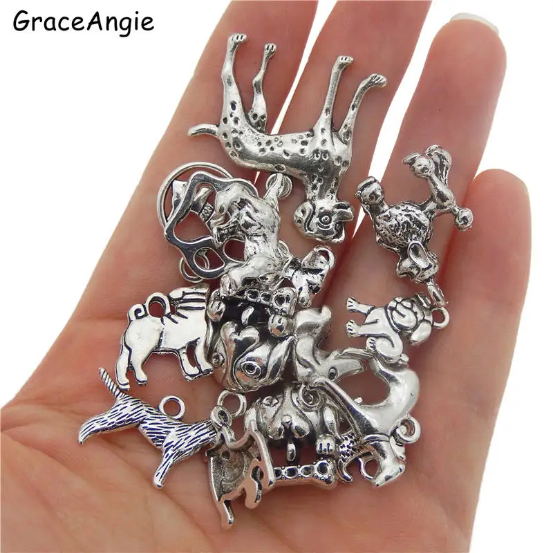 GraceAngie 15 шт Смешанные щенок собака Подвески для изготовления ювелирных изделий