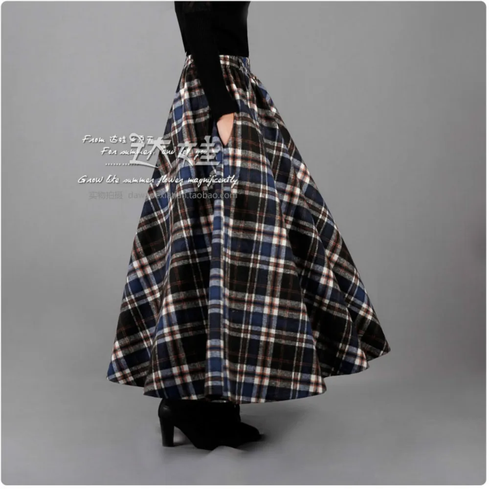 Женская Длинная шерстяная юбка А силуэта в ретро стиле высококачественные