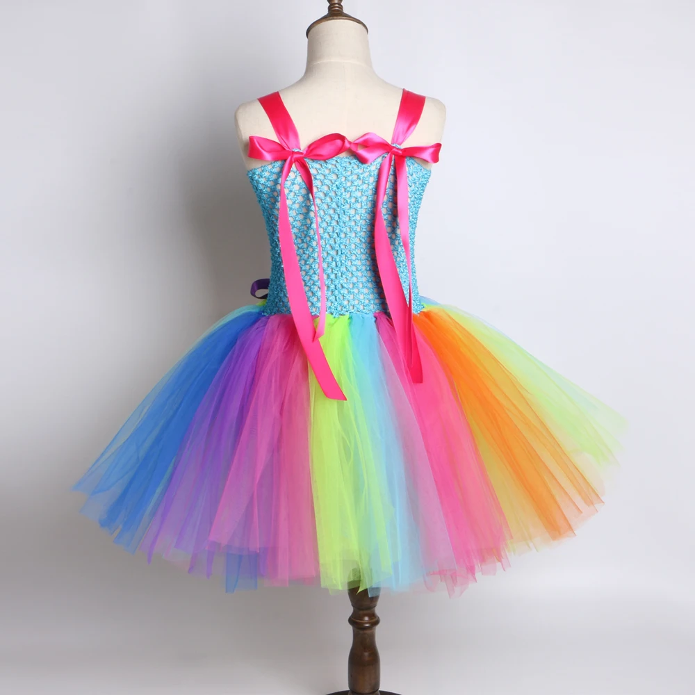 Rainbow Unicorn Girls Tutu Dress Tulle Flower Baby Girl Birthday Party Children Kids Halloween Pony Costume 2-12Y | Детская одежда и