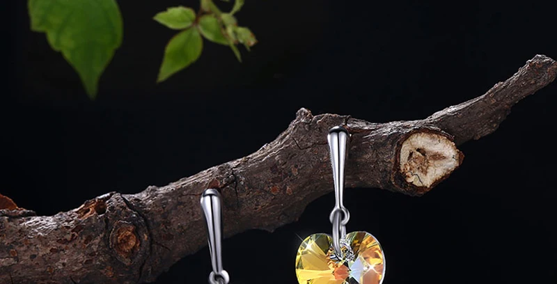 Элегантные серьги в форме сердца с кристаллами Swarovski, 925 пробы, серебро, высокое качество, модный дизайн для женщин, свадебные украшения