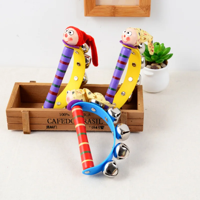 

2020 New Arrival Wooden Shaking Handbell Rattle Sound Toy Musical Instrument Gift for Baby Kid Child Toys For Fun