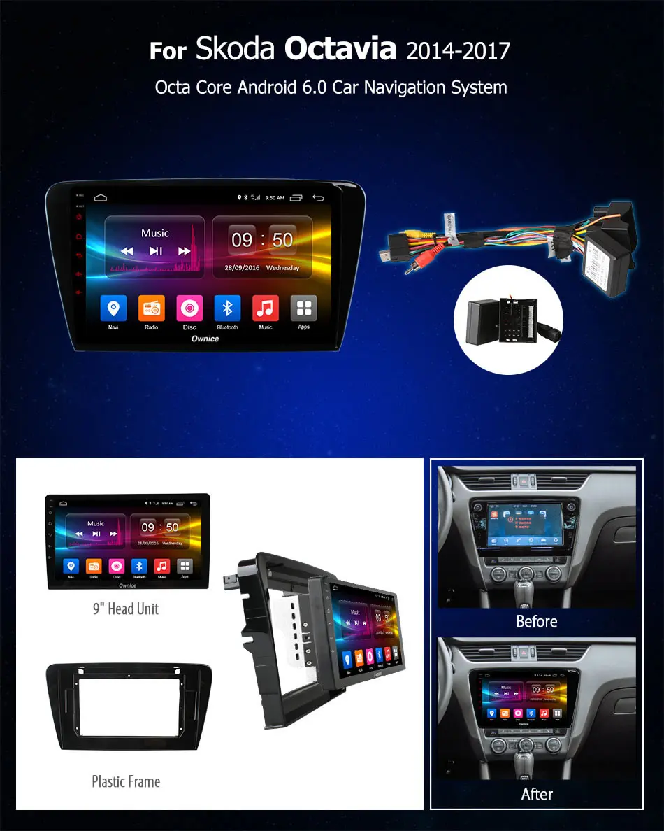 Ownice K1 K2 Octa Core 10 1 &quotAndroid 8 GPS автомобильный радиоприёмник плеер 2G + 32G для Skoda Octavia 2014