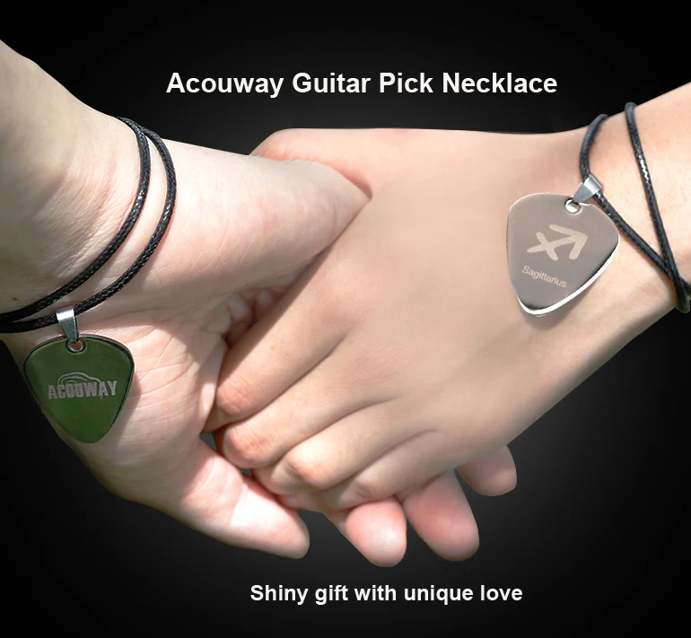 Acouway, ожерелье для гитары, подвеска из нержавеющей стали, черная цепь/Овен, Телец, близнецы, Лев, Зодиак, ожерелье, браслет, подвеска, подарки