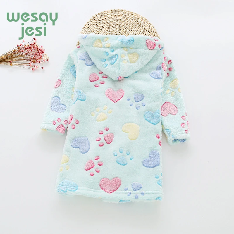 Children Flannel Bathrobes Autumn Winter Nightwear 2018 Boys Cute Cartoon Pattern Girls Pajamas Hooded Bathrobe Bath Kids Robe | Детская