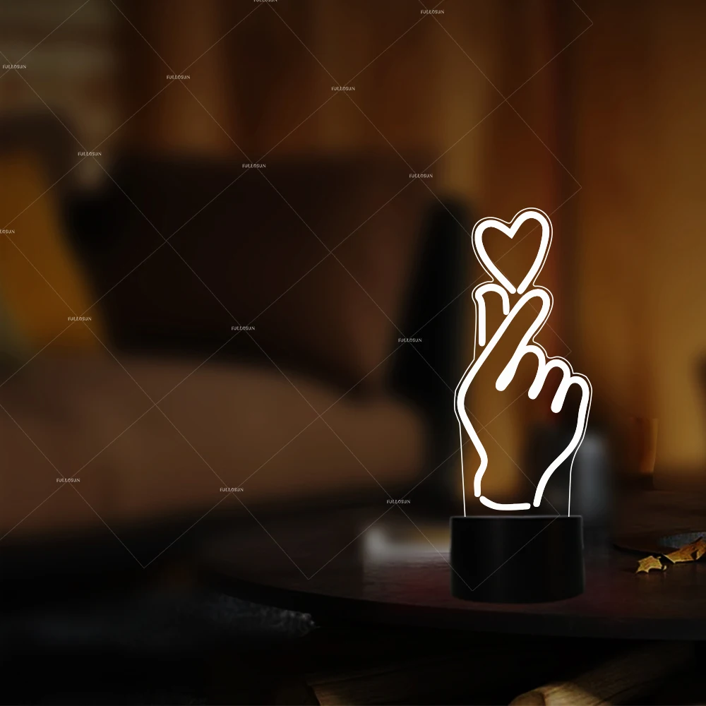 Ночные светильники Express love with finger heart 7 меняющихся цветов лампы для влюбленных