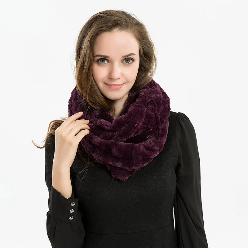 Шарф из искусственного меха для мужчин и женщин, модный эластичный длинный нагрудник с вышивкой, двухслойные бесконечные шарфы AA10054 on.