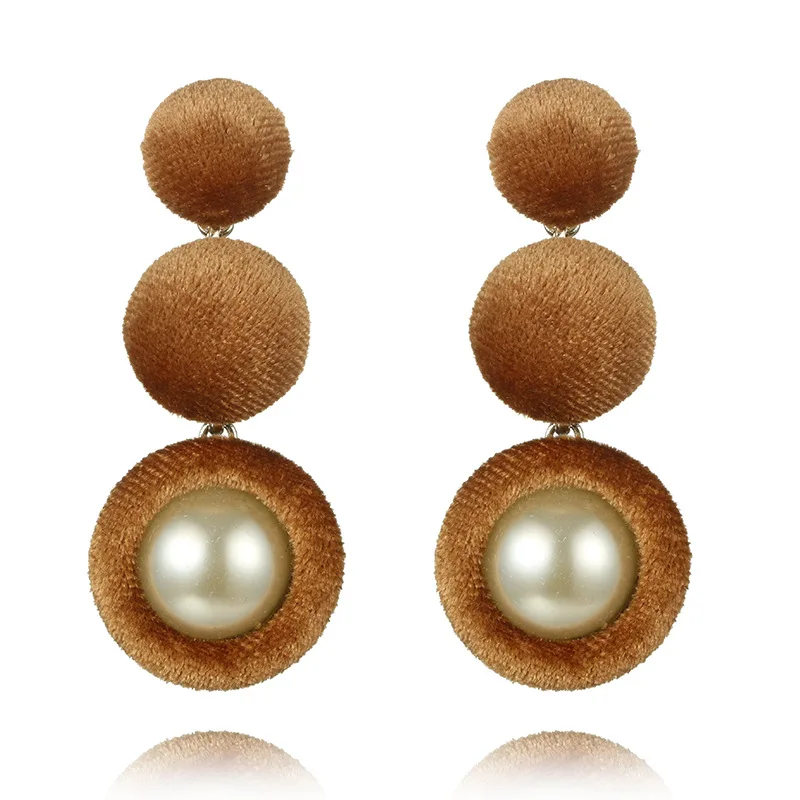 2017 New Fashion Velvet Imitation Pearl Earrings Red Ball Drop Long Pendant for Women Gifts Jewelry | Украшения и аксессуары