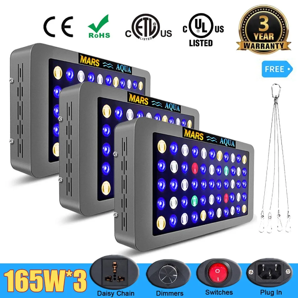 3 шт. светодиодсветодиодный ламсветильник полного спектра Mars Aqua 165 Вт|led full spectrum