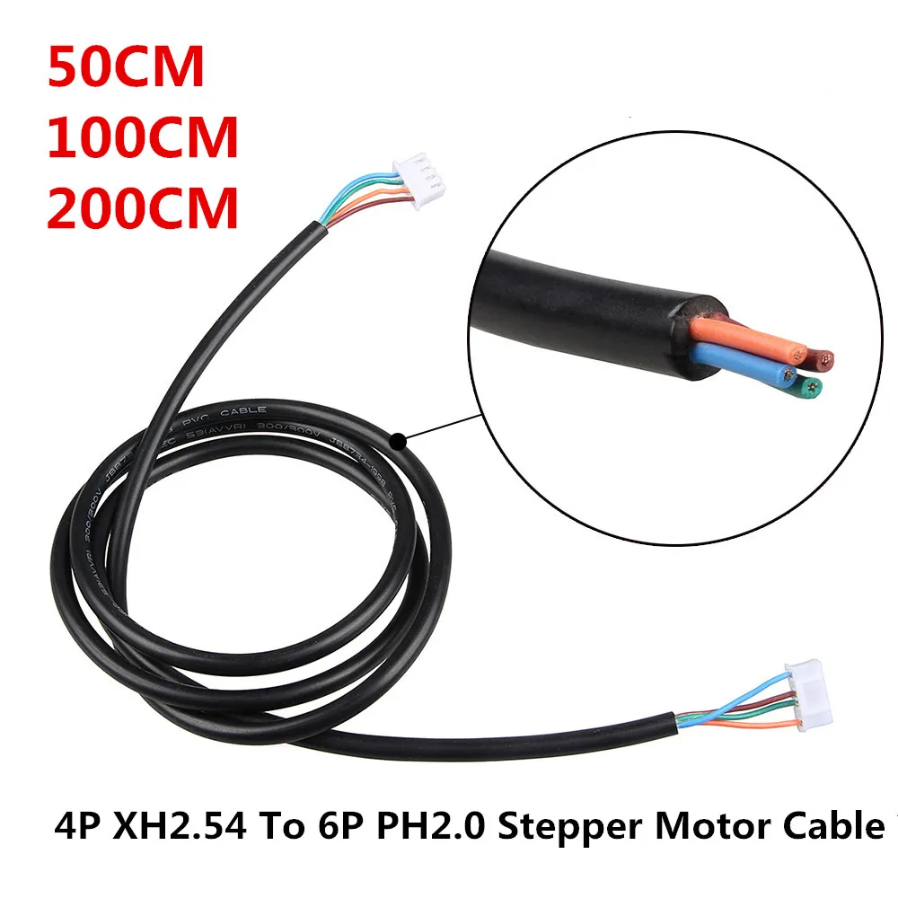 

4pcs/Set 50cm/100cm/200cm 4pin XH2.54 Terminal to 6pin PH2.0 Connecter NEMA 17 Stepper Motor For 3D Printer 42 Stepper Motor