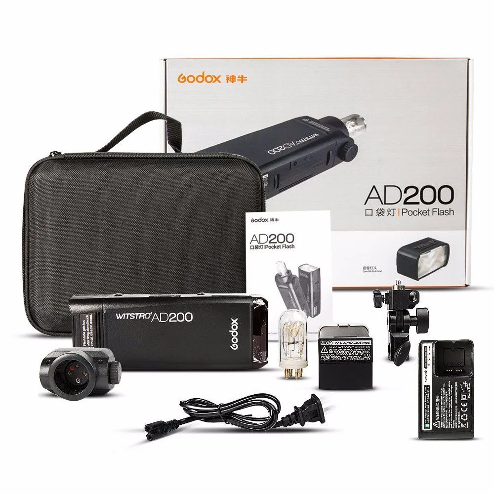 Godox AD200 200Ws 2 4G TTL вспышка стробоскоп 1/8000 HSS Беспроводная монолайт с батареей литиму