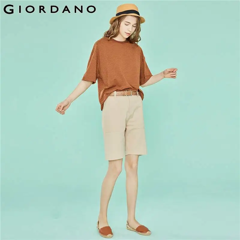 Футболка Giordano Женская цветная из хлопка и спандекса полосы контрастных цветов
