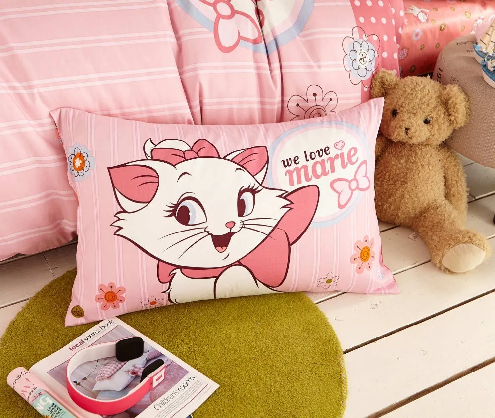 Розовый мультфильм Дисней Marie Cat постельное белье Девушки Спальня Декор хлопок кровать пододеяльник одеяла один Твин Полный queen King Размер