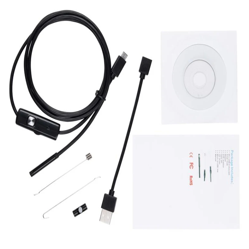 7 мм эндоскопа Камера гибкая USB Mini Видеокамеры IP67 Водонепроницаемый 6 светодиодов Бороскоп Инспекции Камера для Android портативных ПК