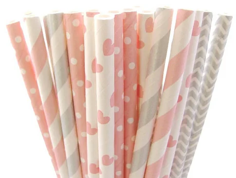 Соломинки бумажные разноцветные для дня рождения свадьбы детского душа 25 шт.