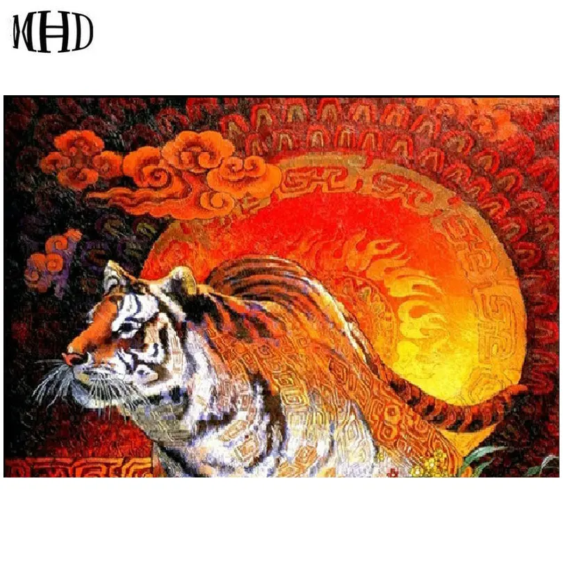 

DIY Tiger Diamond Painting Full Square & Round 3D Diamond Embroidery Rhinestone Cross Stitch Dog Diamond Mosaic