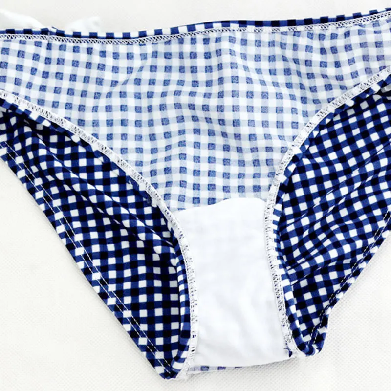 Купальник для девочек новинка 2019 Детский милый клетчатый летний раздельный