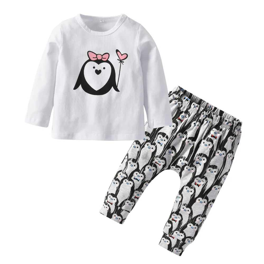 Комплект одежды из 2 предметов для новорожденных девочек футболка с длинными