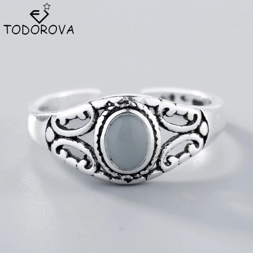 Todorova Модные женские свадебные кольца с овальным натуральным камнем, модные ювелирные изделия, вечерние кольца, хороший подарок