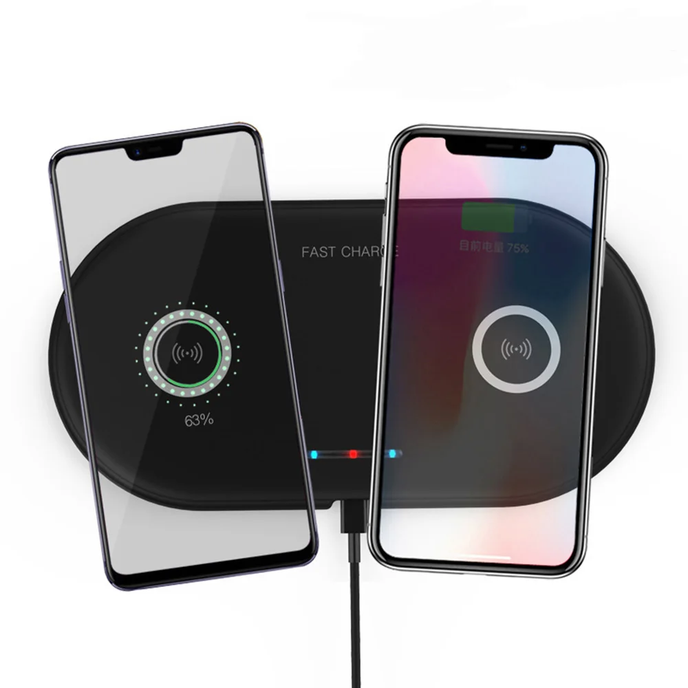 Qi Беспроводное зарядное устройство для Samsung S8 S9 Plus huawei с двойной зарядкой быстрое