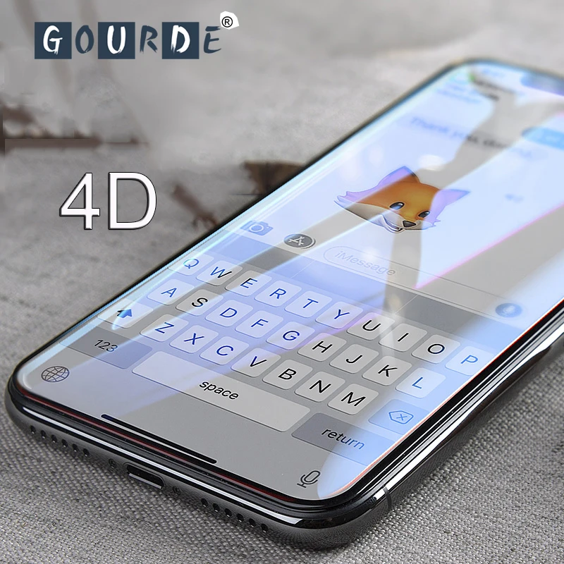 Фото Gourde 9H твердость 4D изогнутый край Полное покрытие закаленное стекло для iphone 6 7