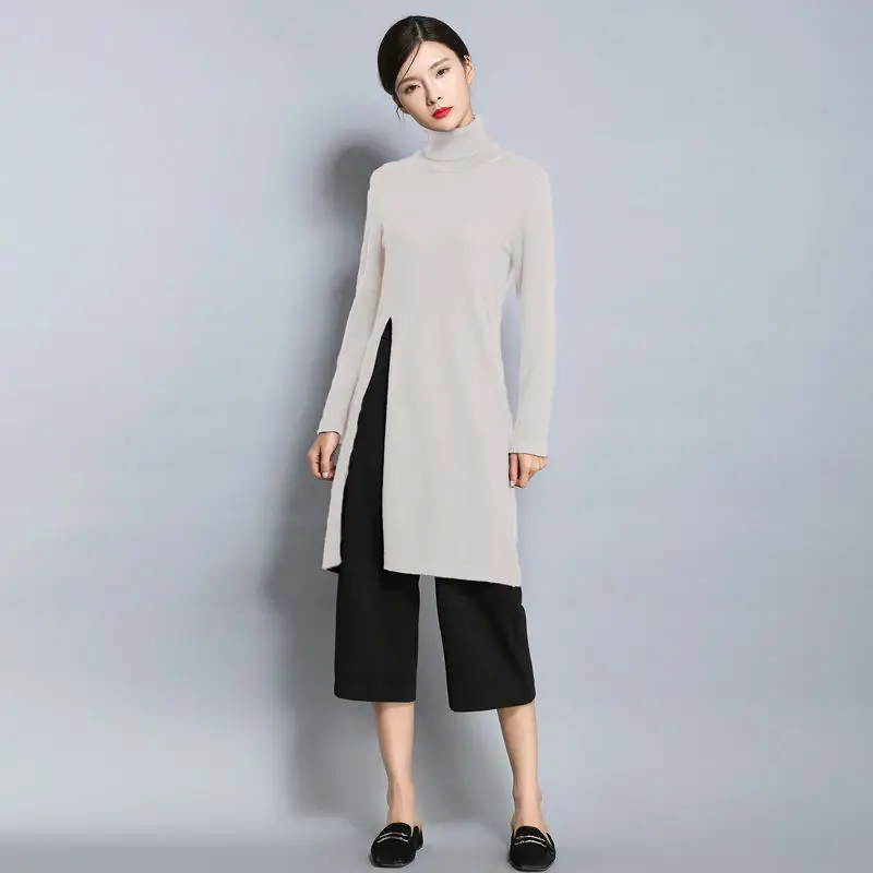 Модный свитер с высоким воротником Женский Топ длинным рукавом вязаные свитера