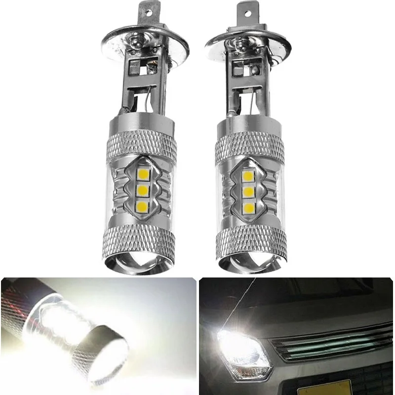 

LED Fog Light H1 3030 bead LED x16 80W input voltage 12-24V positive white 1450LM LED Bulb for LED Lamp Replacement Motorcycle