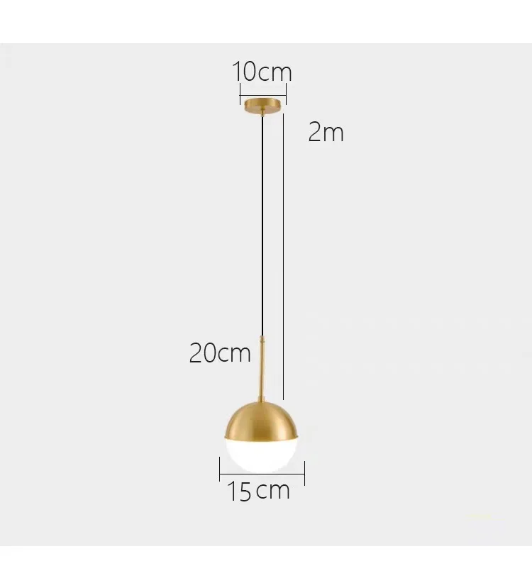 15cm Wire pendant LukLoy латунный шар подвесной светильник медная подвеска у кровати лампа стеклянный шар Столовая Подвеска Лофт лампа кухня Остров лампа - Цвет корпуса: 15cm Wire pendant