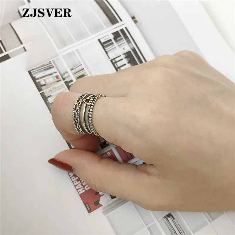 ZJSVER корейские ювелирные изделия кольцо из стерлингового серебра 925 Ретро Мода