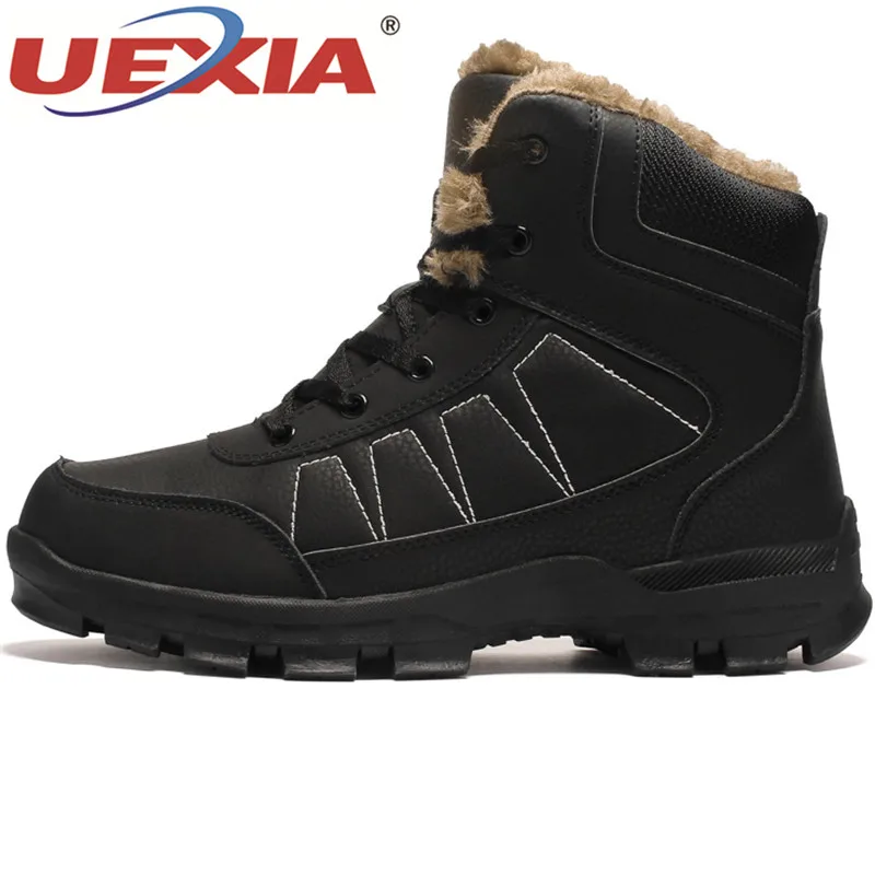 UEXIA обувь большого размера Для мужчин BootsWinter зимние сапоги Обувь на теплом меху