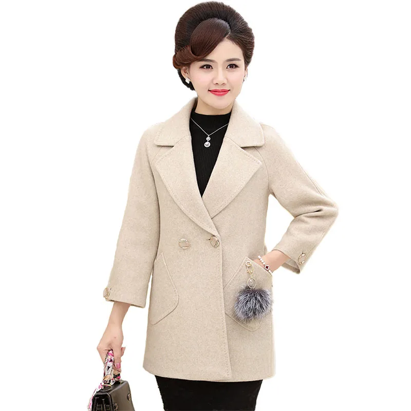 Шерстяное пальто для женщин 2018 Осень зима большие размеры шерстяные куртки