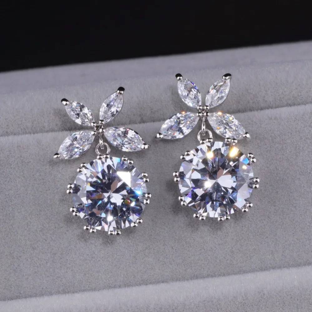 Серьги подвески с фианитами для женщин невест подружек невесты JZ001|earrings for|dropping