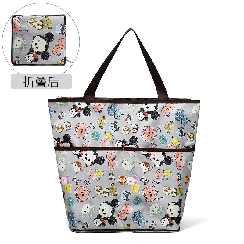 

Disney waterproof Mickey printing handbags diaper bag folding zipper portable shopping tote bag supermarket storage shoulder bag