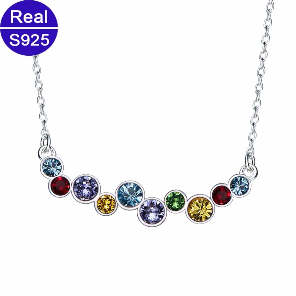 Подвеска женская из серебра 925 пробы с разноцветными кристаллами|fine jewelry|pendant