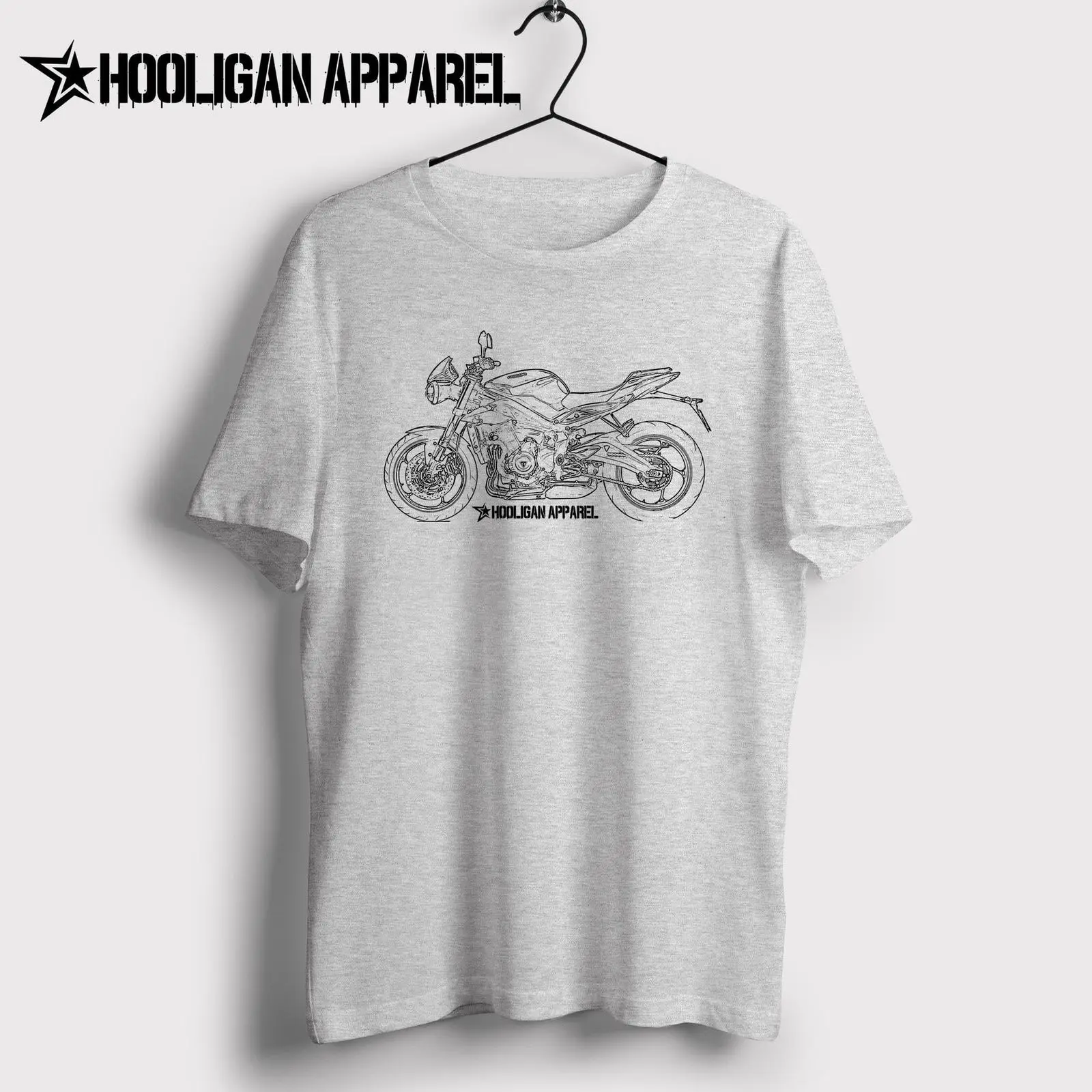 Триумф стрит тройной 2018 Вдохновленный мотоцикл искусство Мужская футболка |