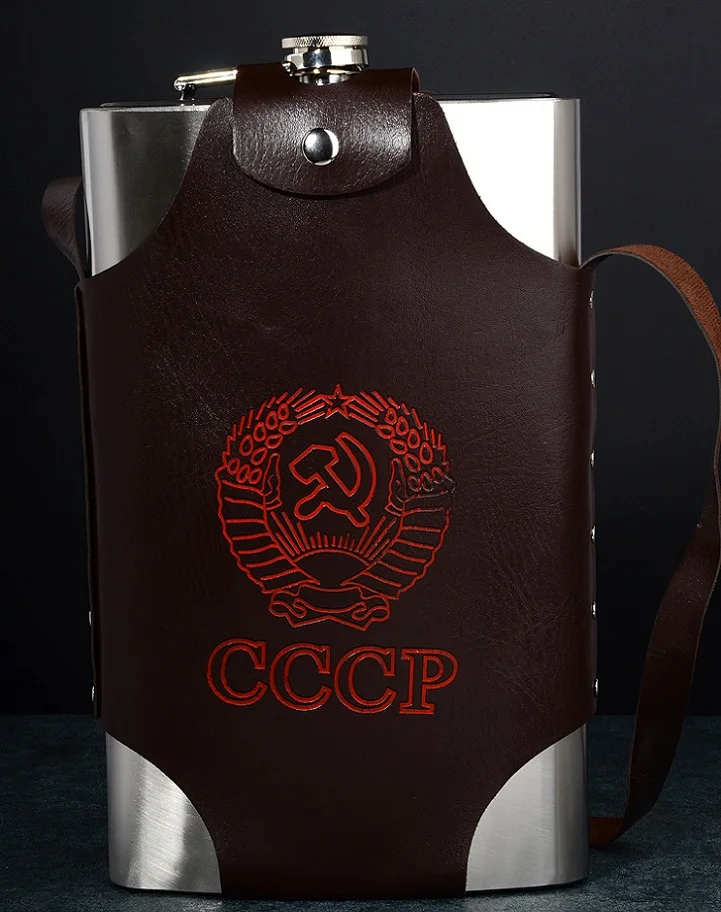 128 Oz Eworld 18/38/48/64/88/108/128oZ Нержавеющая сталь плоская фляжка набор CCCP кувшин с кожаным чехлом и Портативный flasque виски пить контейнер - Цвет: 128 Oz
