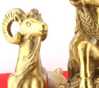 Китайская латунная резьба три овцы козы Зодиак животные фэн-шуй украшение