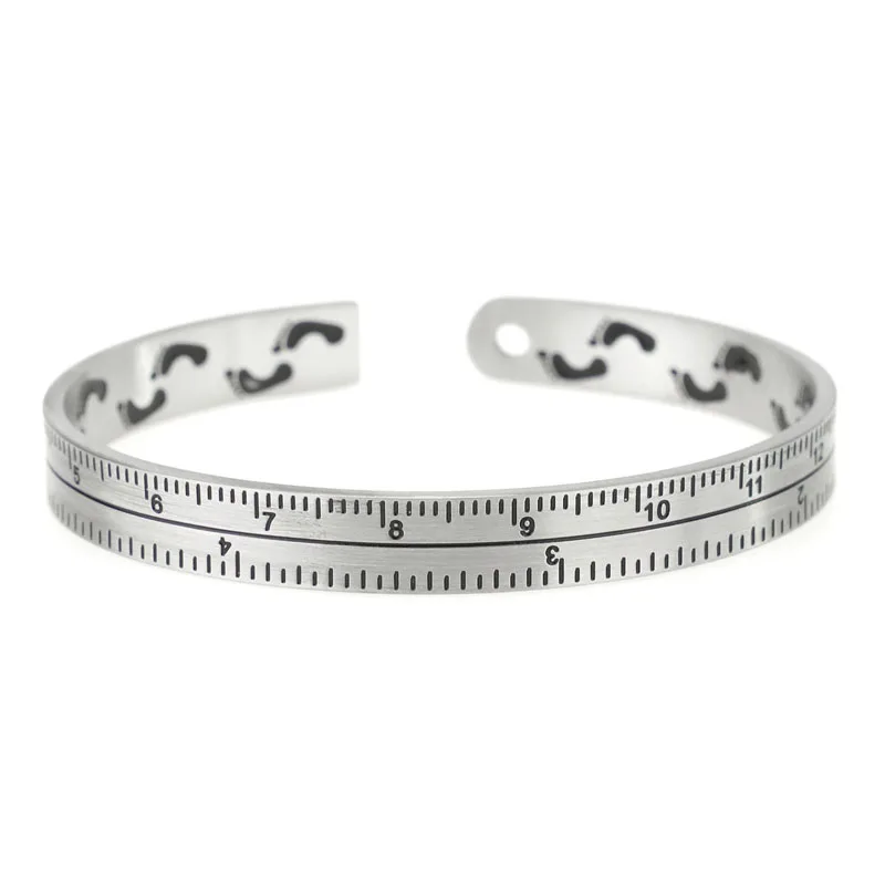 KLDY хип хоп панк линейка Спидометр браслет со следами ног Открытый из нержавеющей