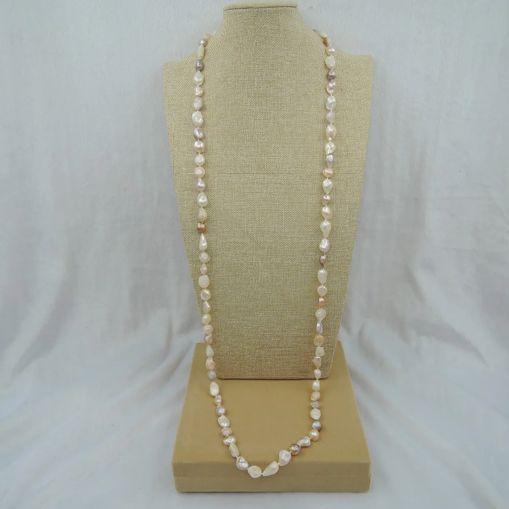 100% натуральный пресноводный жемчуг длинное ожерелье-120 см в форме барокко