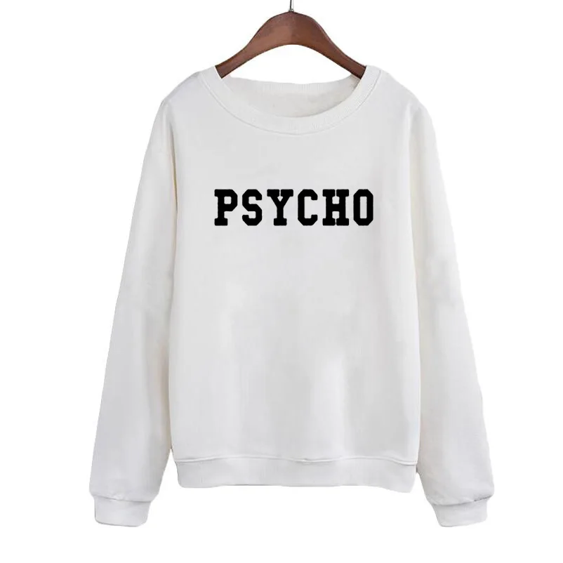 

Casual Pullovers Harajuku Style Tracksuit Women Felpe Donna Fashion Leters Print PSYCHO Sweatshirt Women Autumn