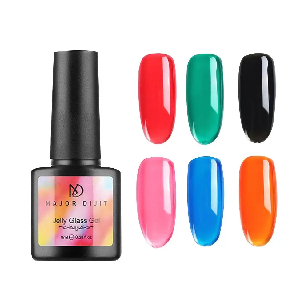 Одноцветный лак для ногтей прозрачный Желейный гель полупрозрачный неоновый
