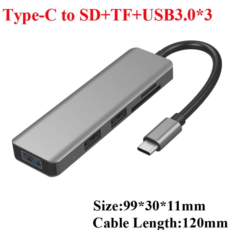 Многофункциональная док-станция usb type-c USB-C концентратор USB 3,0 RJ45 VGA адаптер для MacBook samsung Galaxy S8 S9 HUAWEI Matebook - Цвет: T504