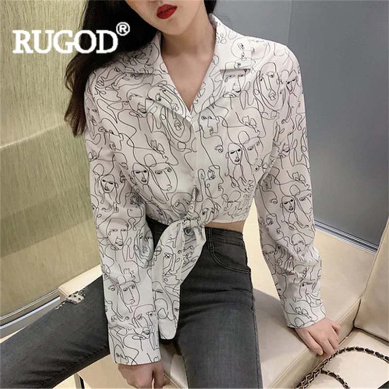 Женская короткая блузка RUGOD модная пикантная Повседневная кружевная белая с