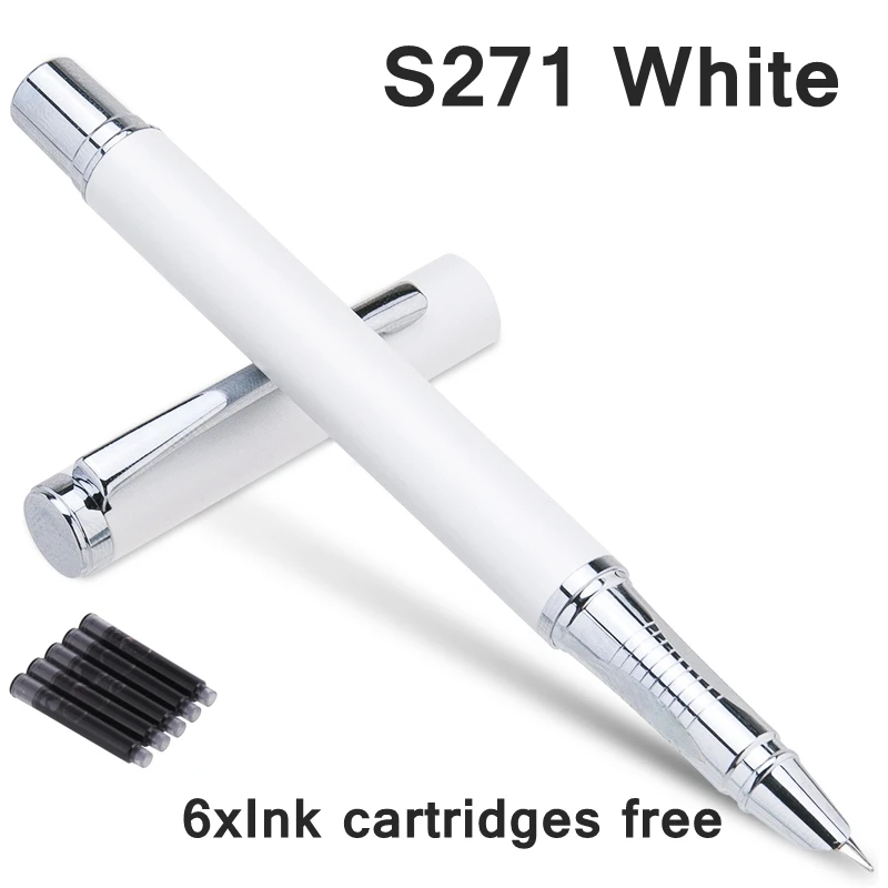 

Deli S270 S271 EF Tip metal pen Ink pen Fountain Pens use rotary Ink absorber or ink cartridges 4 colors 6 ink cartridges free