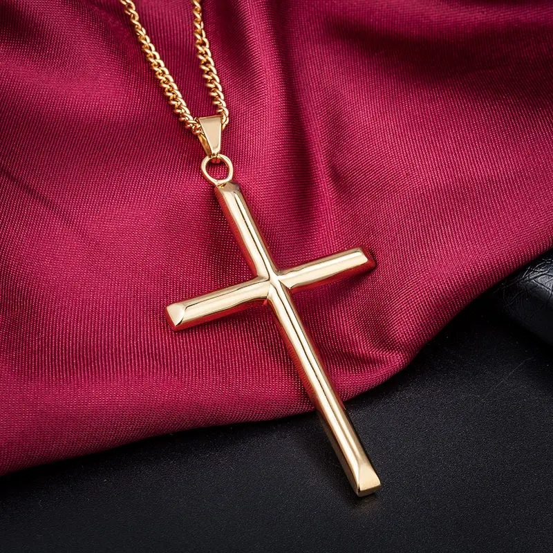 Мужской кулон позолоченный 316L из нержавеющей стали крест религиозная подвеска