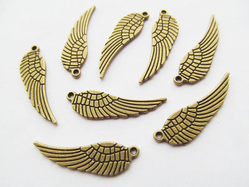 100pcs 8.80mmx30mm Antique Silver tone/Antique Bronze Single Angel Wing Pendant Charm/Finding DIY Accessory Jewelry Making | Украшения и