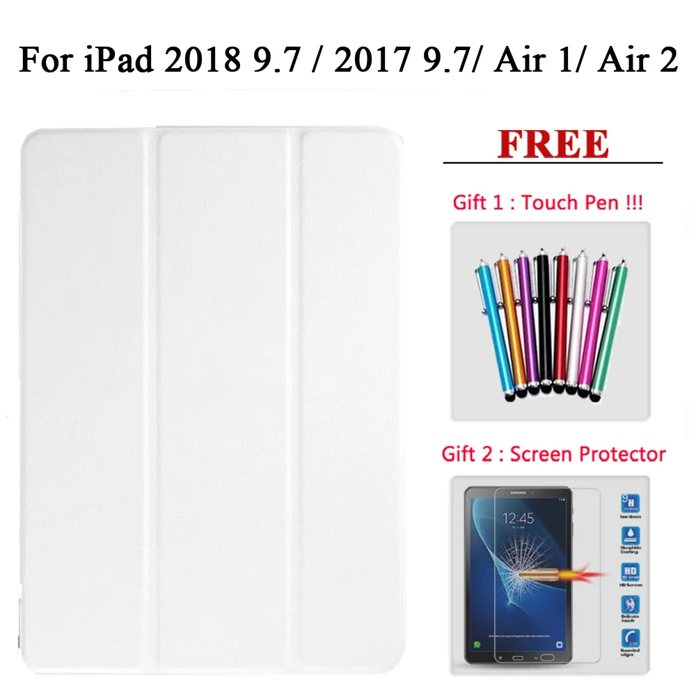 2017 2018 Air1 Air2 Защита экрана стекло+ чехол для iPad 9,7 Air 1/2/3 PU кожаный смарт-чехол для i Pad mini 1 2 3 4 5/pro 10,5 - Цвет: 2017 2018 Air1 Air2