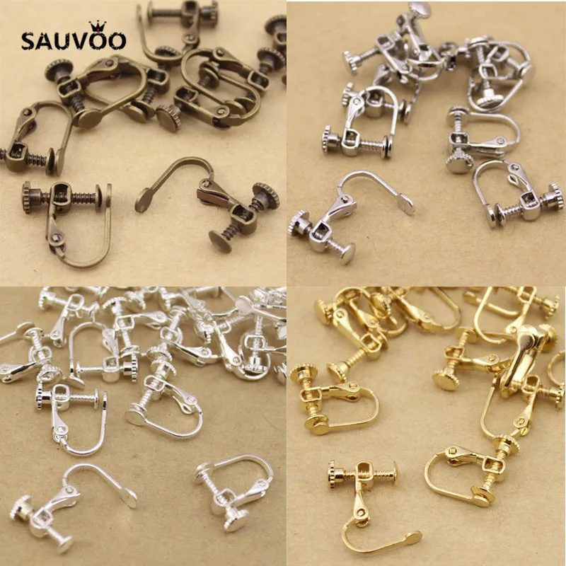 SAUVOO 10 шт./лот античная бронза серебро золото цвет французские серьги клипсы