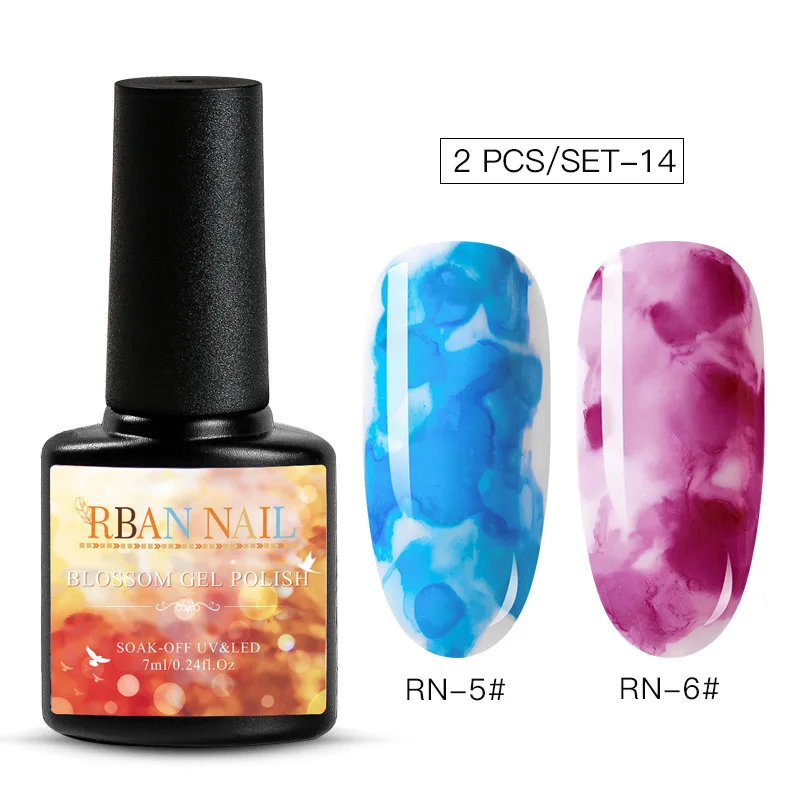 ZH04537 RBAN NAIL DIY акварельный лак для ногтей цветок гель Полупостоянный УФ лампа замачиваемый гель для ногтей Декор лак для нейл-арта маникюрный салон - Цвет: ZH04537