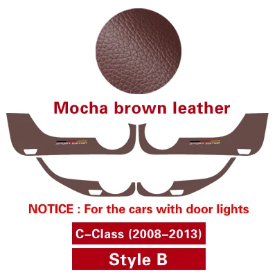 Style B Mocha brown TPIC Автомобильная дверь анти-удар колодки наклейки ультра-тонкая кожа ПВХ защита двери боковой край пленка для Mercedes w204 w205 w213 C E класс - Название цвета: Style B Mocha brown